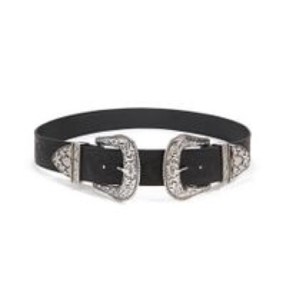 ✨ Women’s Black Studded Double Buckle Belt ✨ - Picture 1 of 4